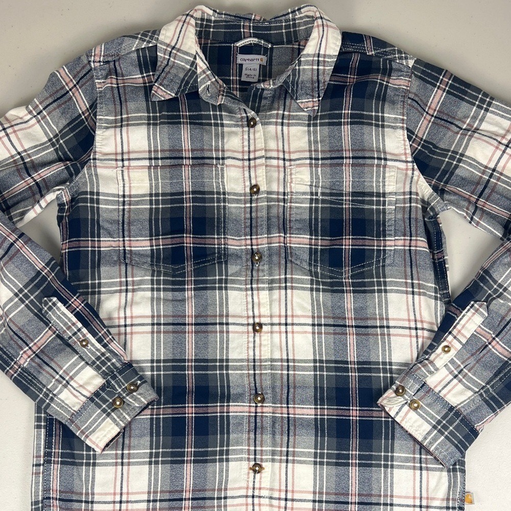 Carhartt Women's Fairview Long Sleeve Flannel Plaid‎ Button Up Size S